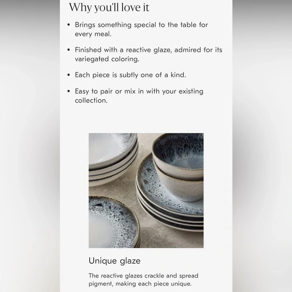 West Elm black white grey reactive glaze stoneware bowl dinnerware